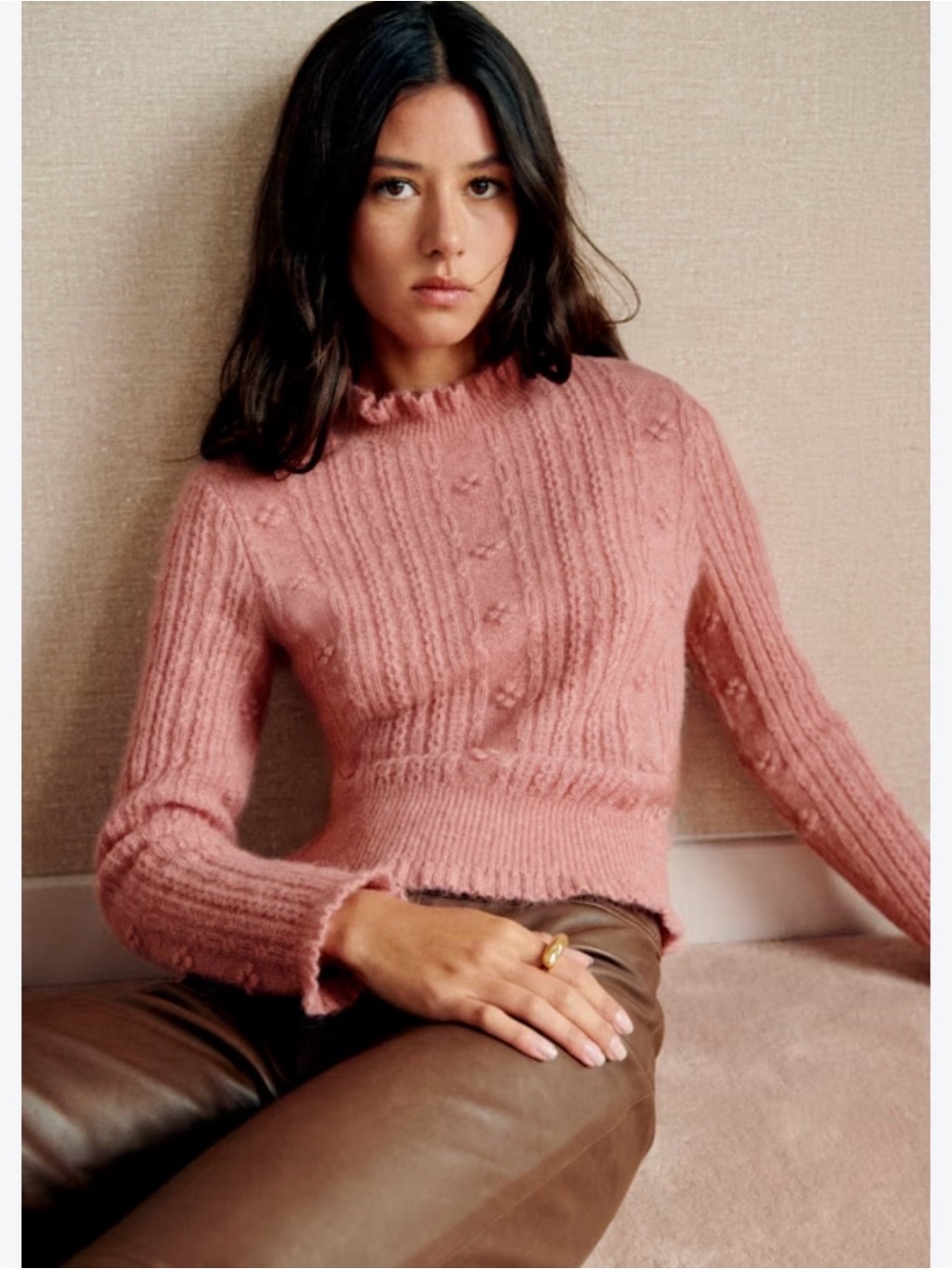 Sezane pointelle knit sweater